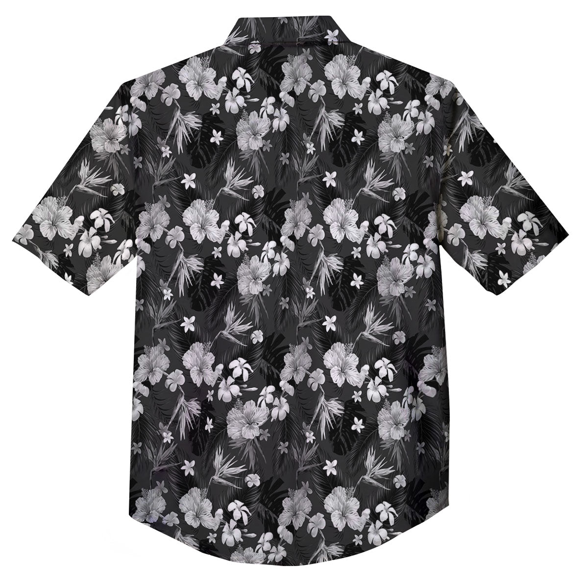 Plumeria Monochrome Print Pattern Button Up Shirt-grizzshop
