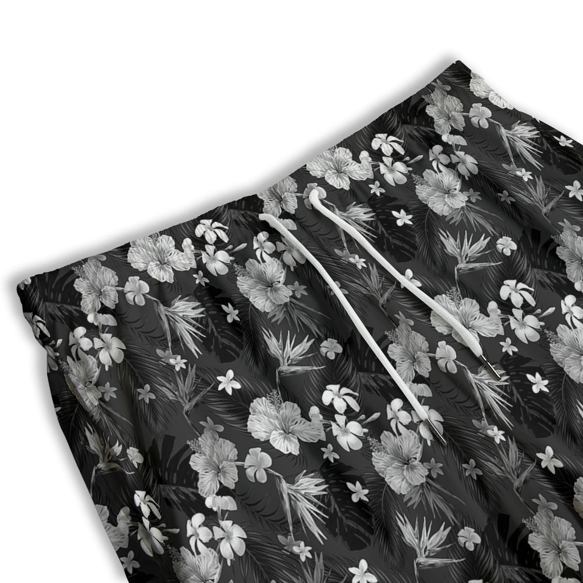 Plumeria Monochrome Print Pattern Men's Athletic Shorts