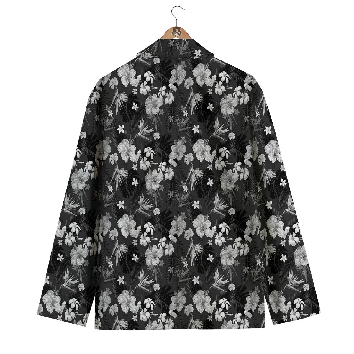 Plumeria Monochrome Print Pattern Men's Blazer-grizzshop