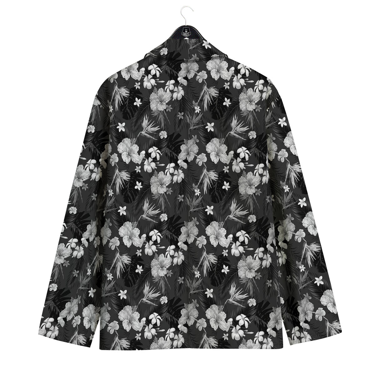 Plumeria Monochrome Print Pattern Men's Sport Coat-grizzshop