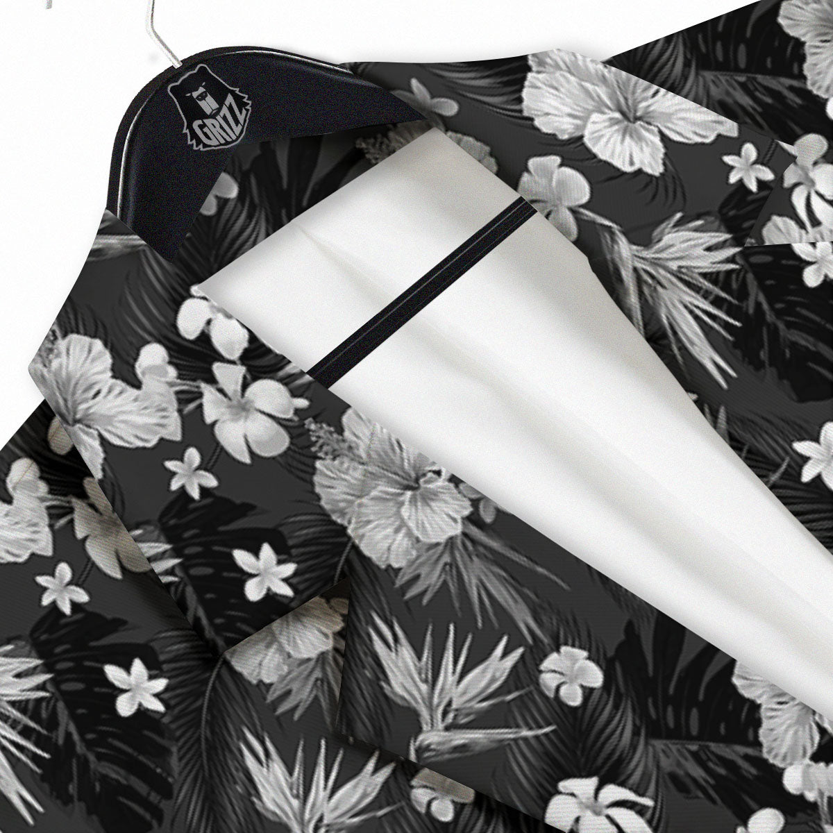 Plumeria Monochrome Print Pattern Men's Sport Coat-grizzshop