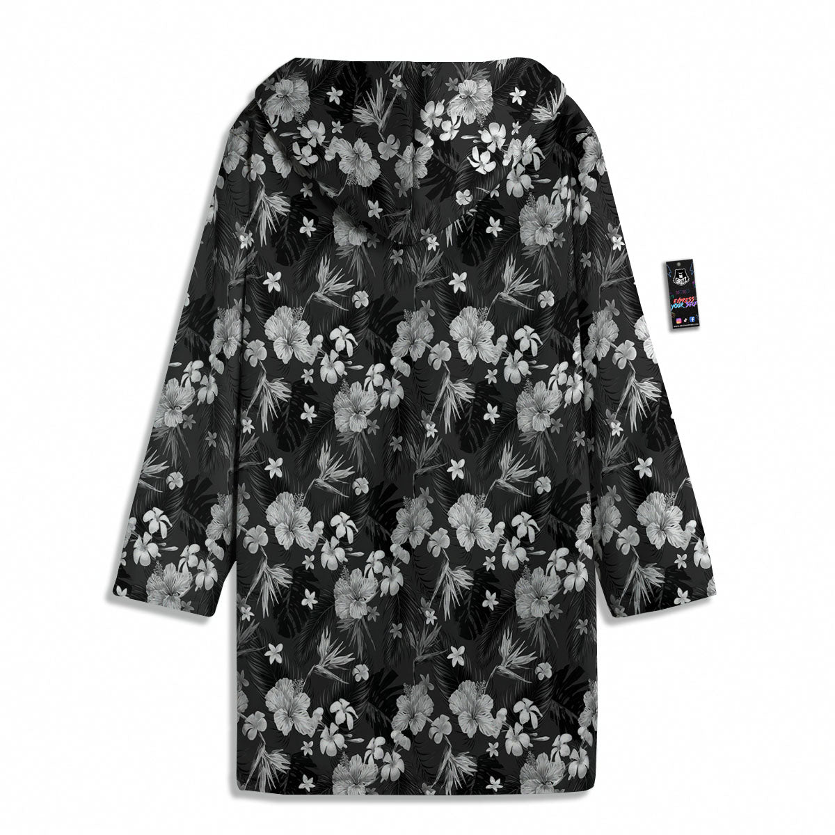 Plumeria Monochrome Print Pattern Men's Windbreaker Jacket-grizzshop