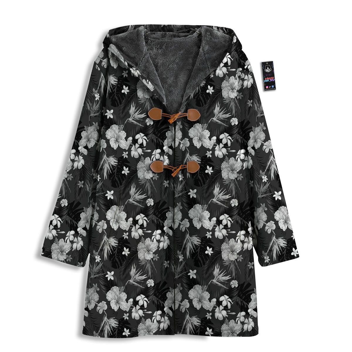 Plumeria Monochrome Print Pattern Men's Windbreaker Jacket-grizzshop