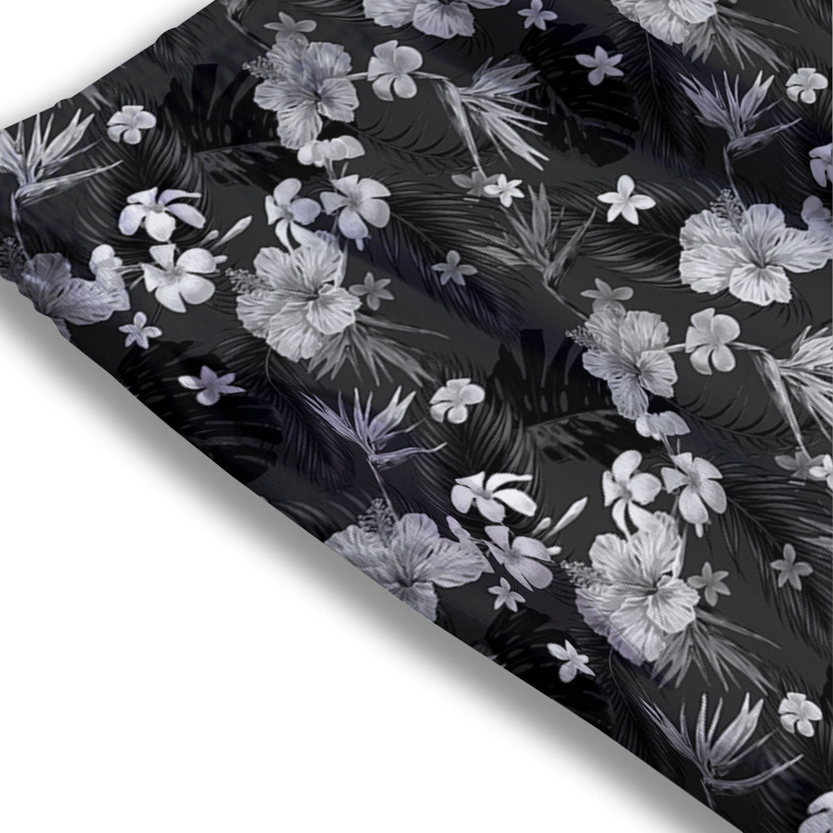 Plumeria Monochrome Print Pattern Mesh Shorts