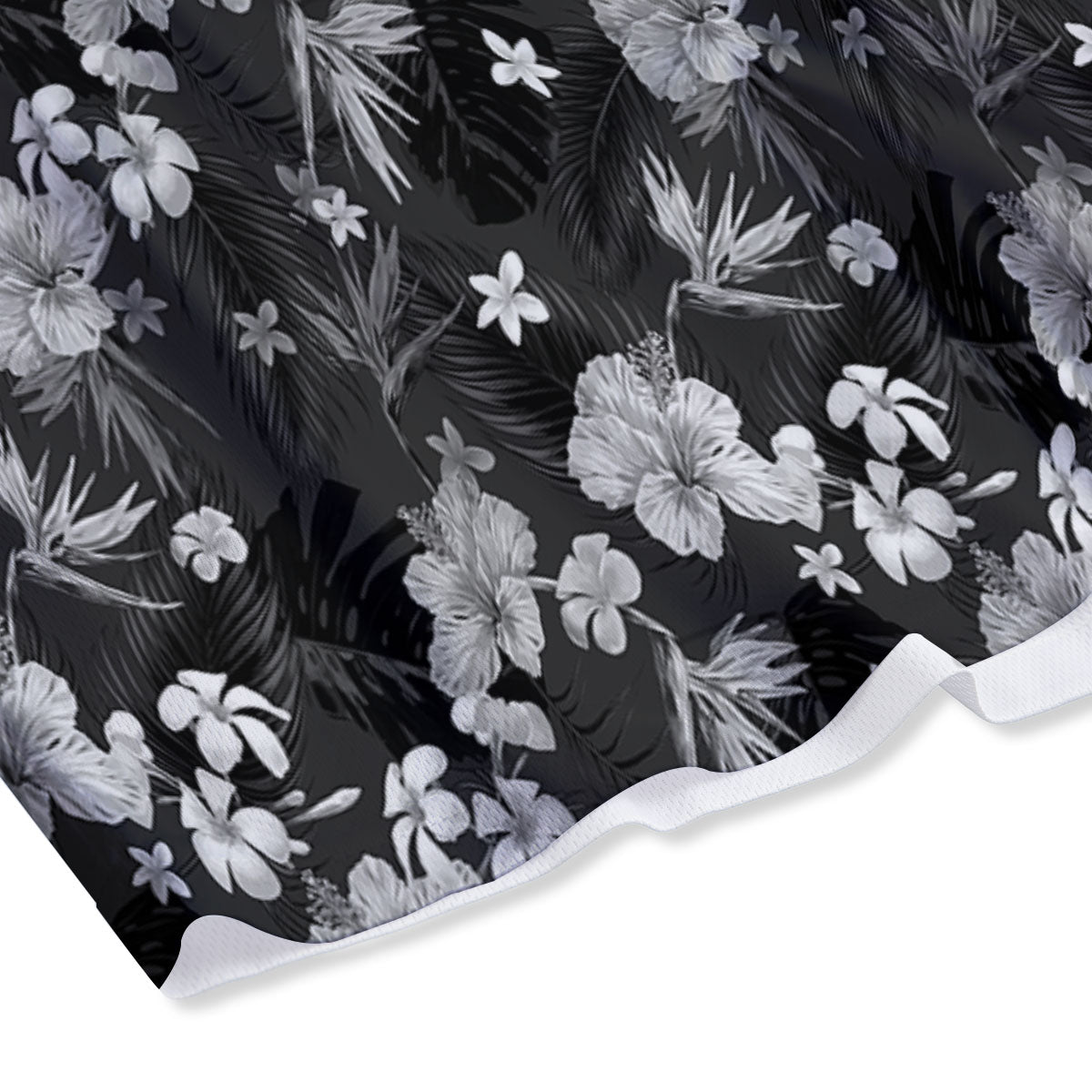 Plumeria Monochrome Print Pattern Mesh Shorts