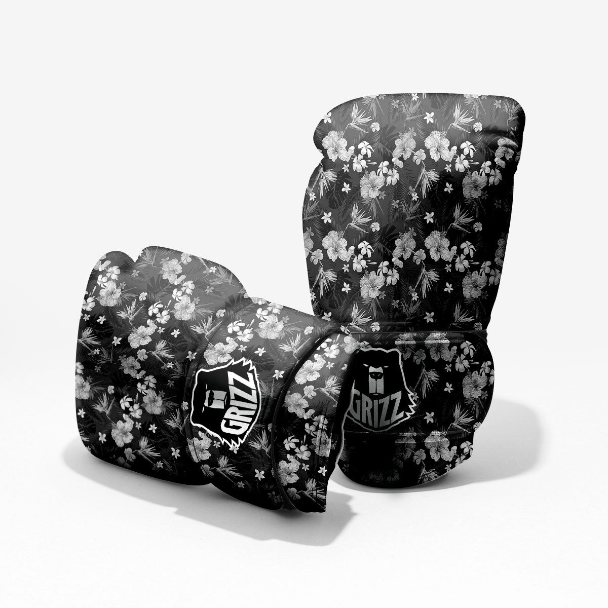 Plumeria Monochrome Print Pattern Pro Boxing Glove
