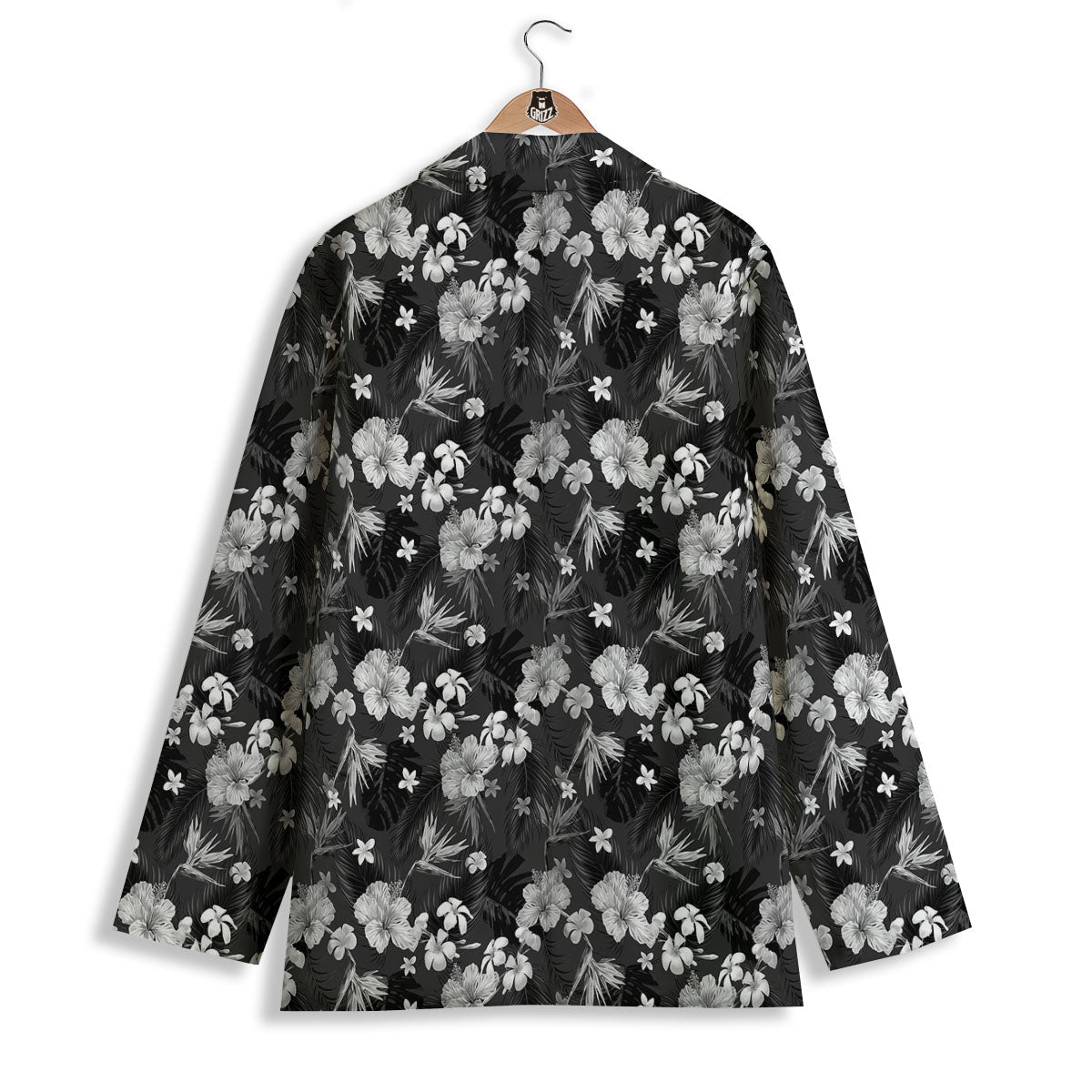 Plumeria Monochrome Print Pattern Women's Blazer-grizzshop