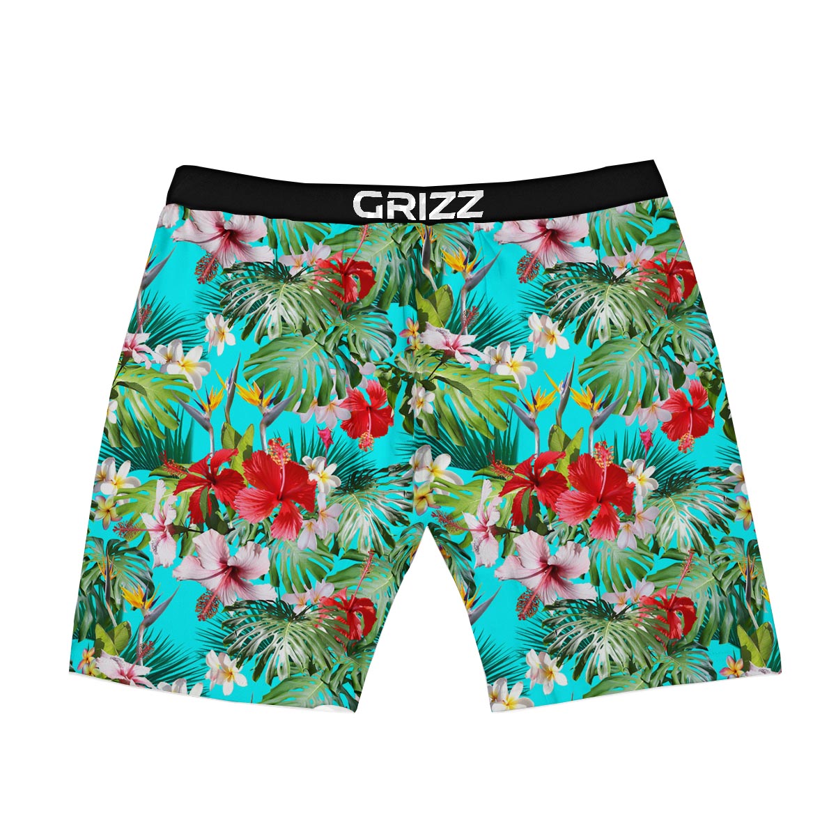 Plumeria Red Hibiscus Print Pattern Boxer Briefs-grizzshop