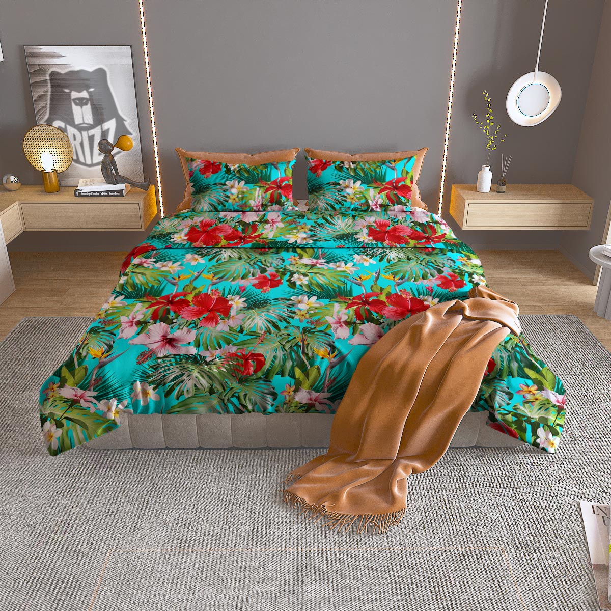 Pisces Sign White And Black Print Duvet Cover Bedding Set