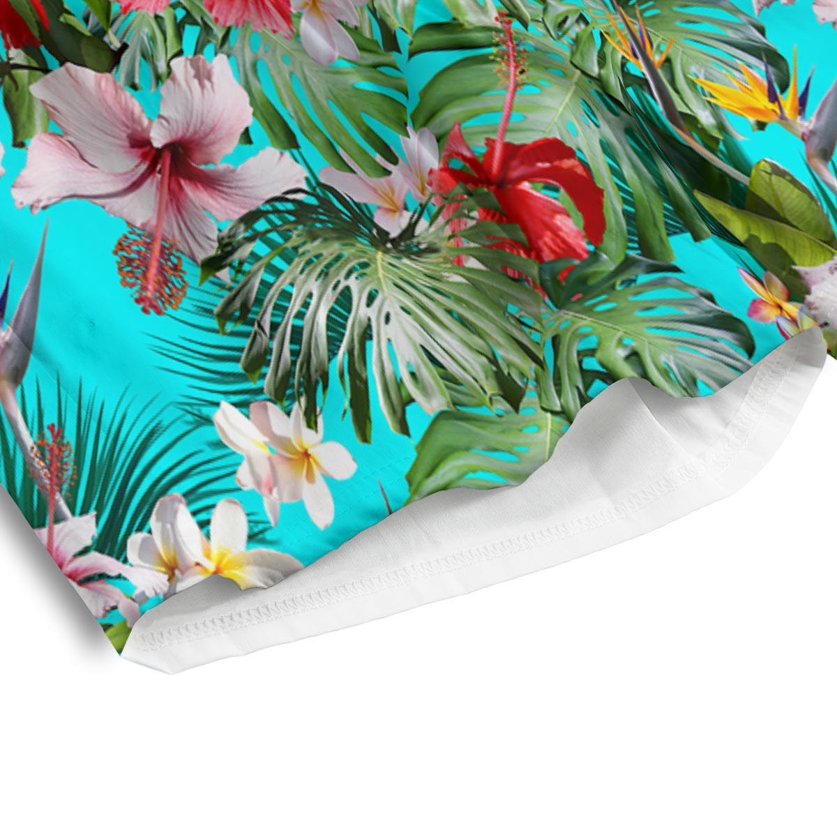 Plumeria Red Hibiscus Print Pattern Men's Athletic Shorts