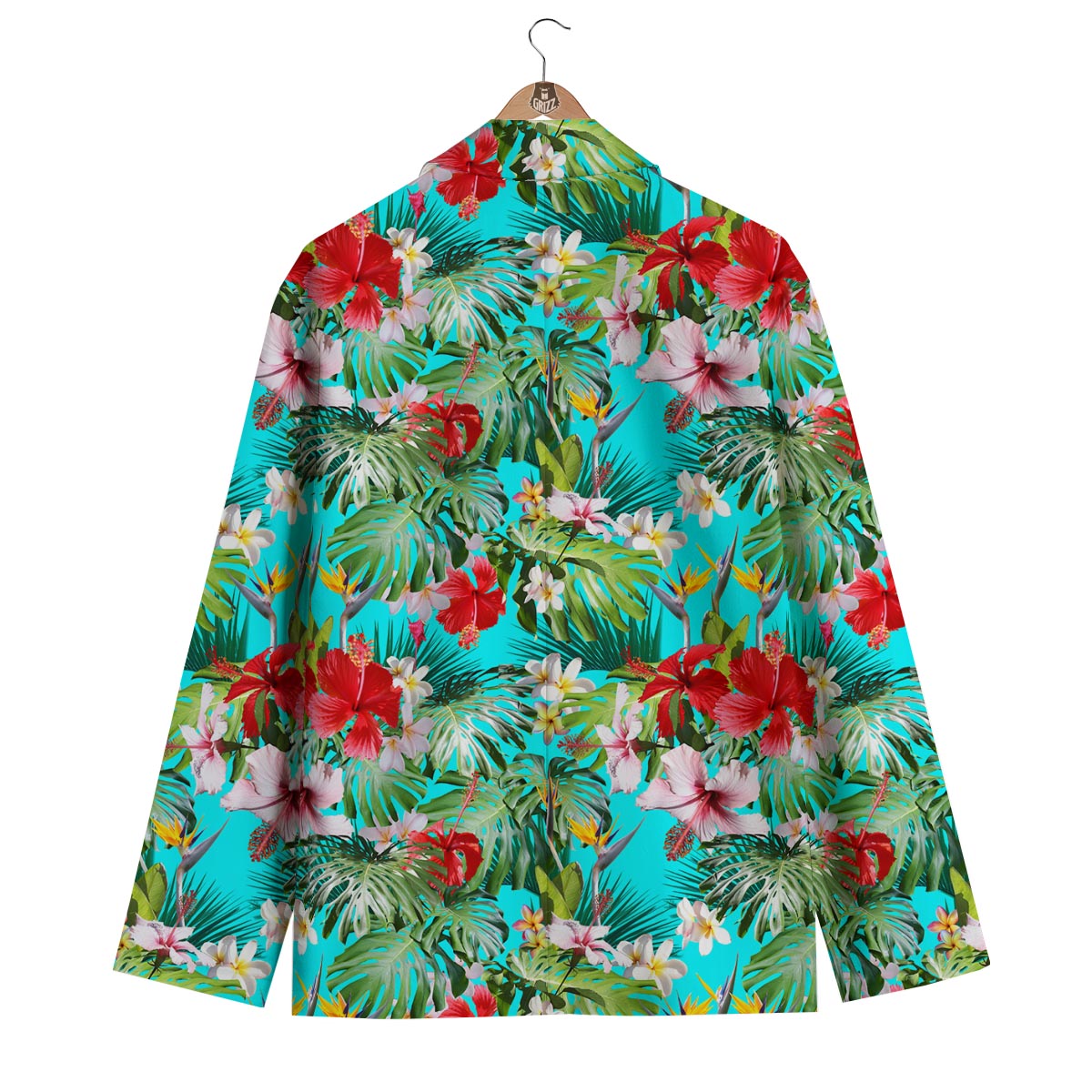 Plumeria Red Hibiscus Print Pattern Men's Blazer-grizzshop