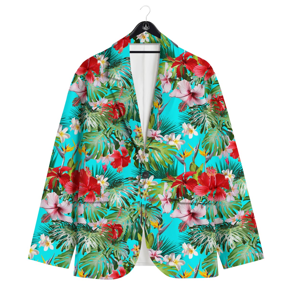 Plumeria Red Hibiscus Print Pattern Men's Sport Coat-grizzshop