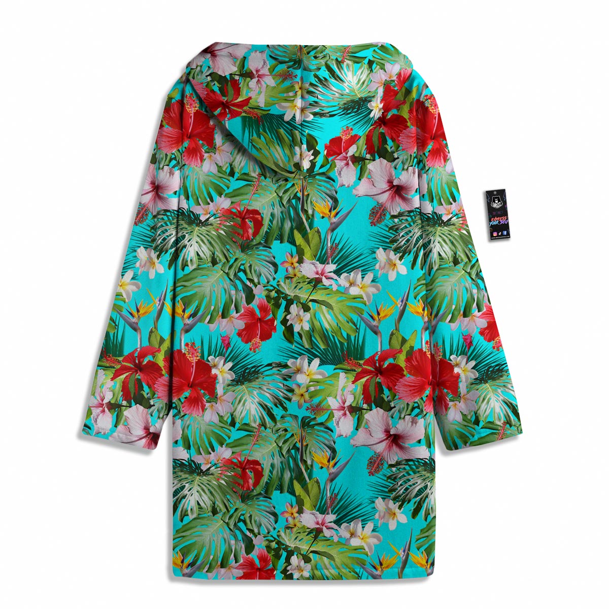 Plumeria Red Hibiscus Print Pattern Men's Windbreaker Jacket-grizzshop