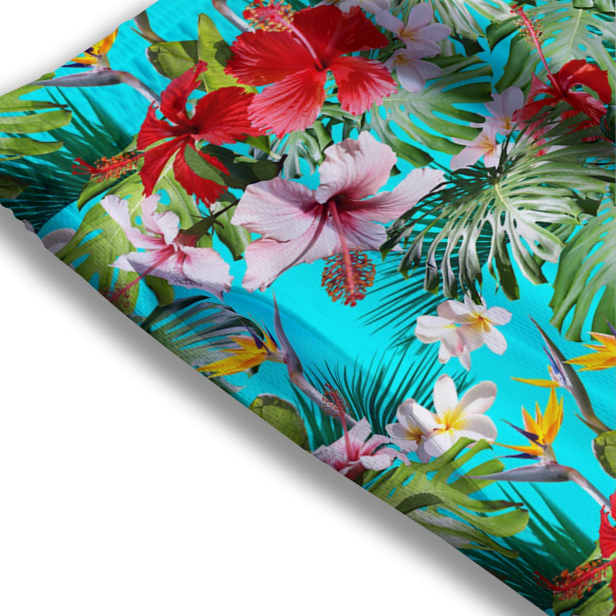 Plumeria Red Hibiscus Print Pattern Mesh Shorts