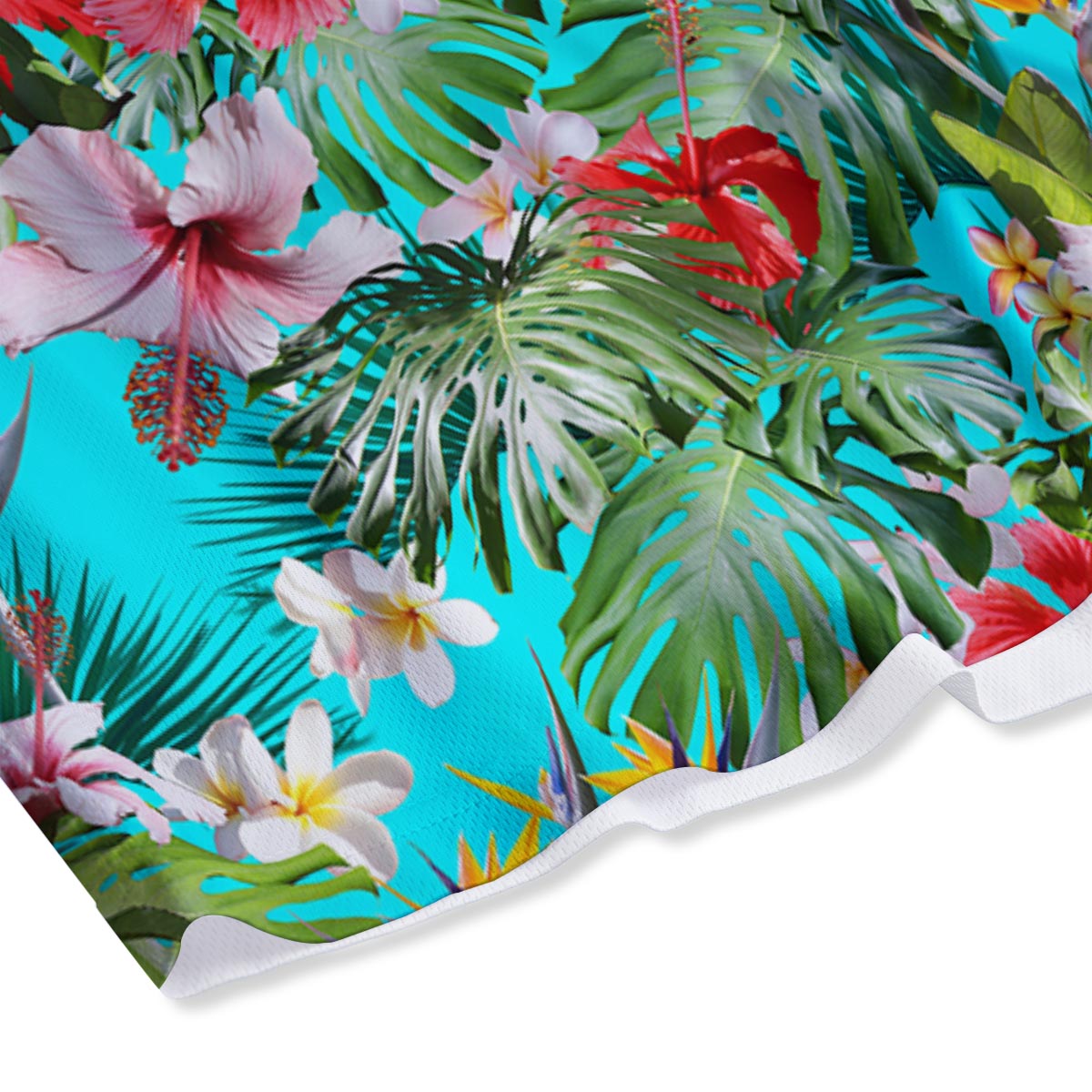 Plumeria Red Hibiscus Print Pattern Mesh Shorts
