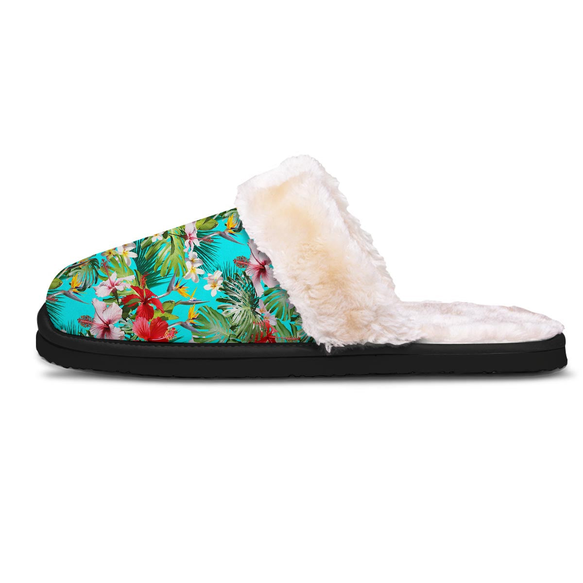 Plumeria Red Hibiscus Print Pattern Slippers-grizzshop