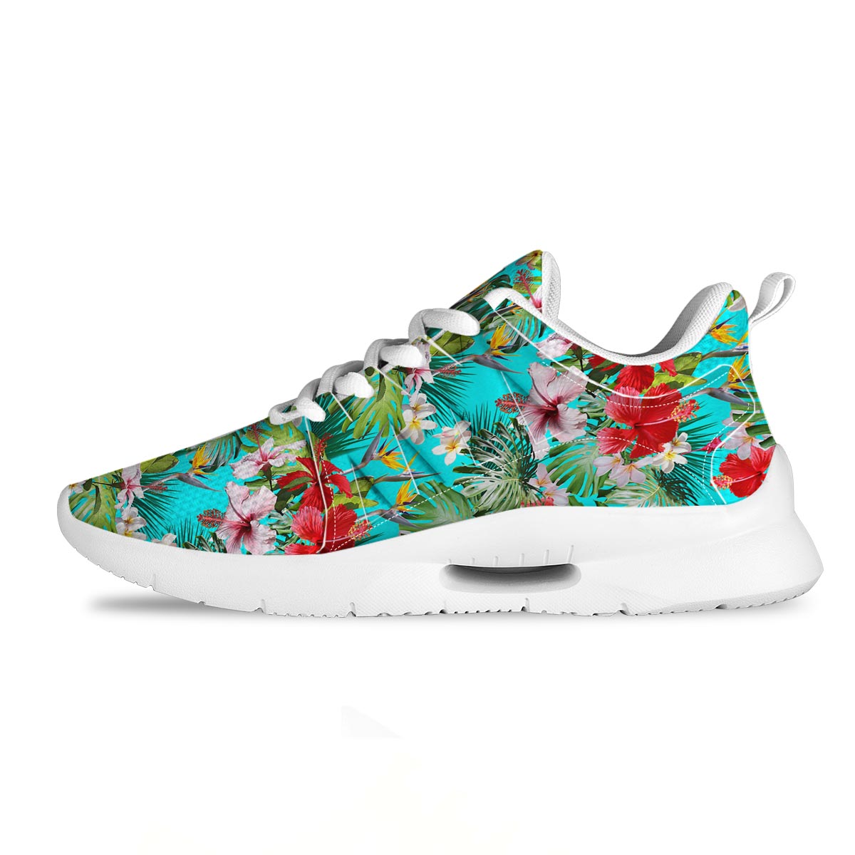 Plumeria Red Hibiscus Print Pattern Tennis Shoes-grizzshop