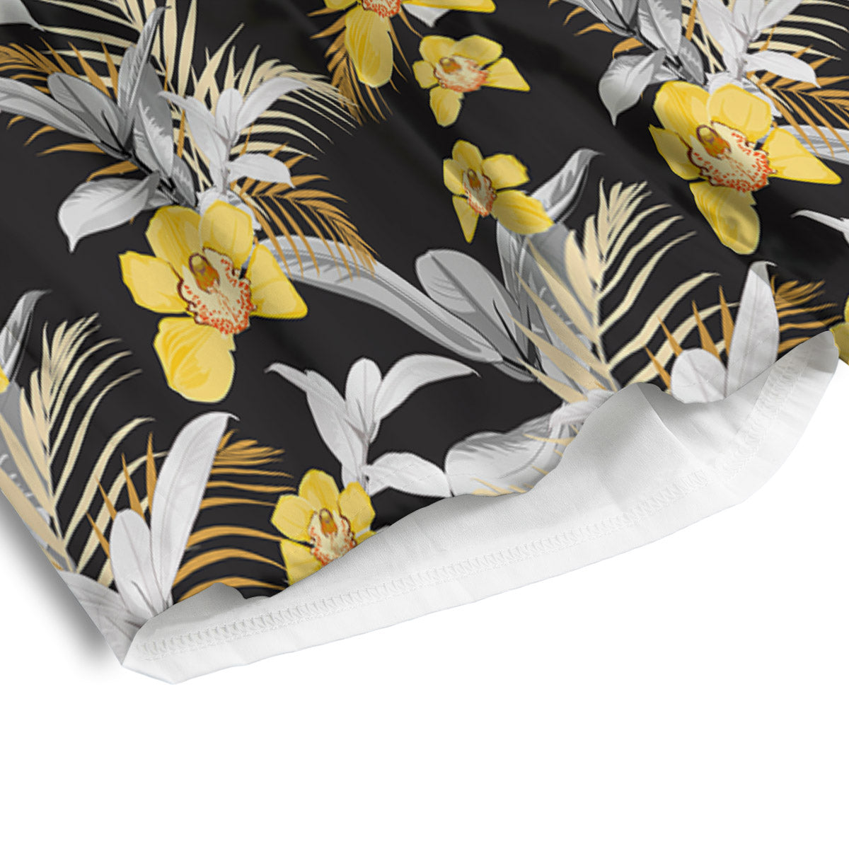 Plumeria Yellow And Black Print Pattern Men's Athletic Shorts