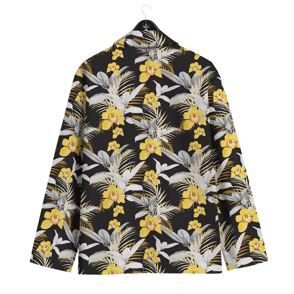 Plumeria Yellow And Black Print Pattern Men's Sport Coat-grizzshop