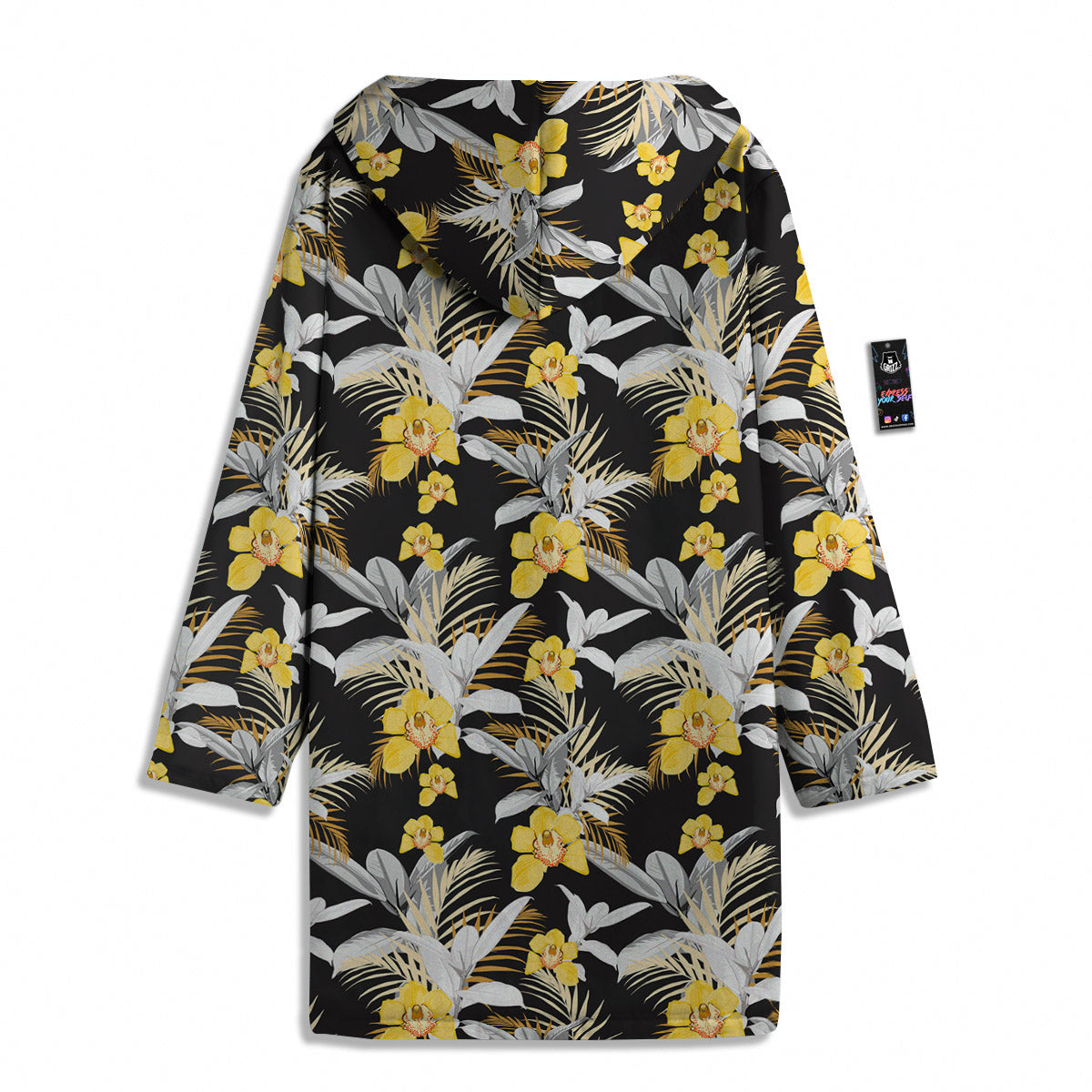 Plumeria Yellow And Black Print Pattern Men's Windbreaker Jacket-grizzshop