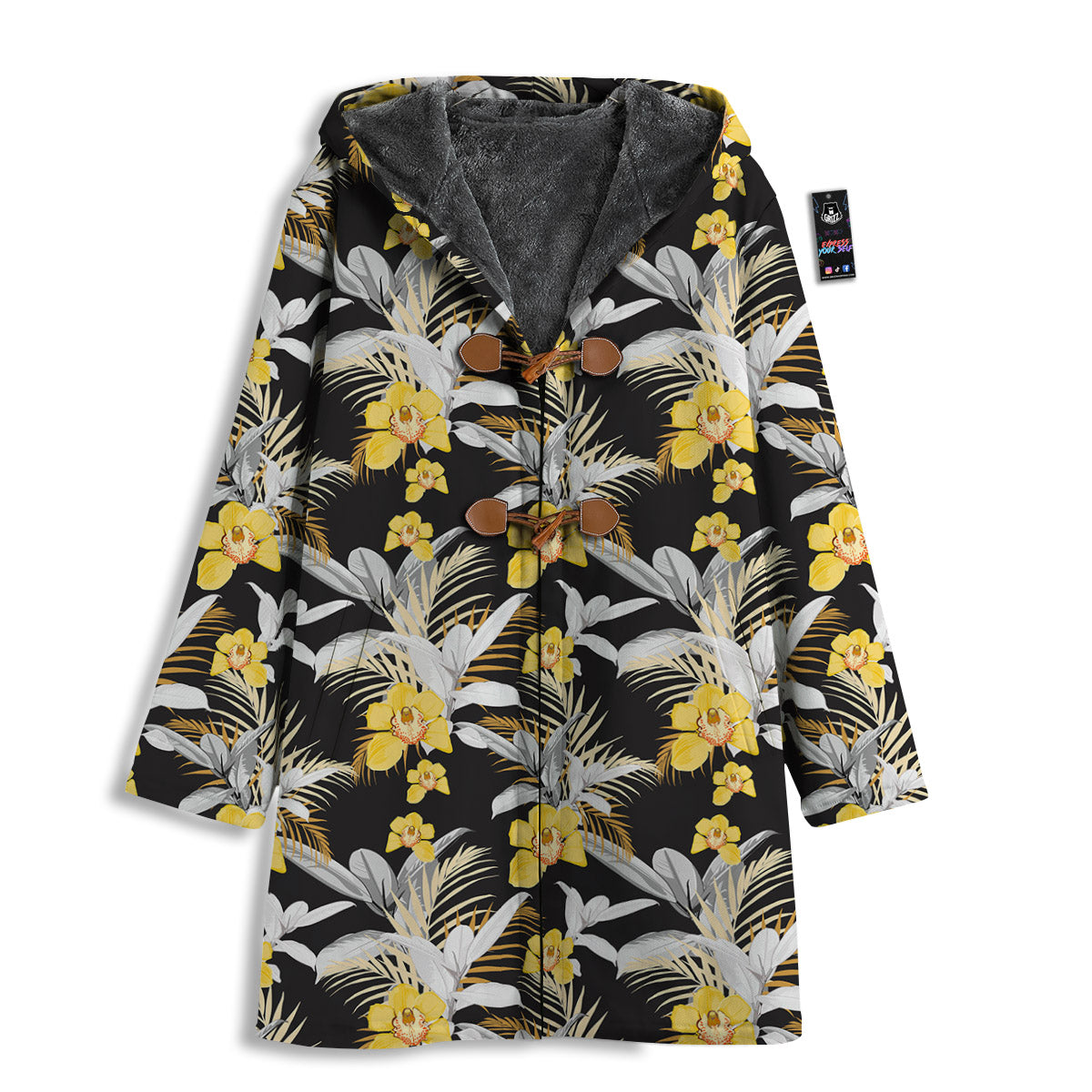 Plumeria Yellow And Black Print Pattern Men's Windbreaker Jacket-grizzshop