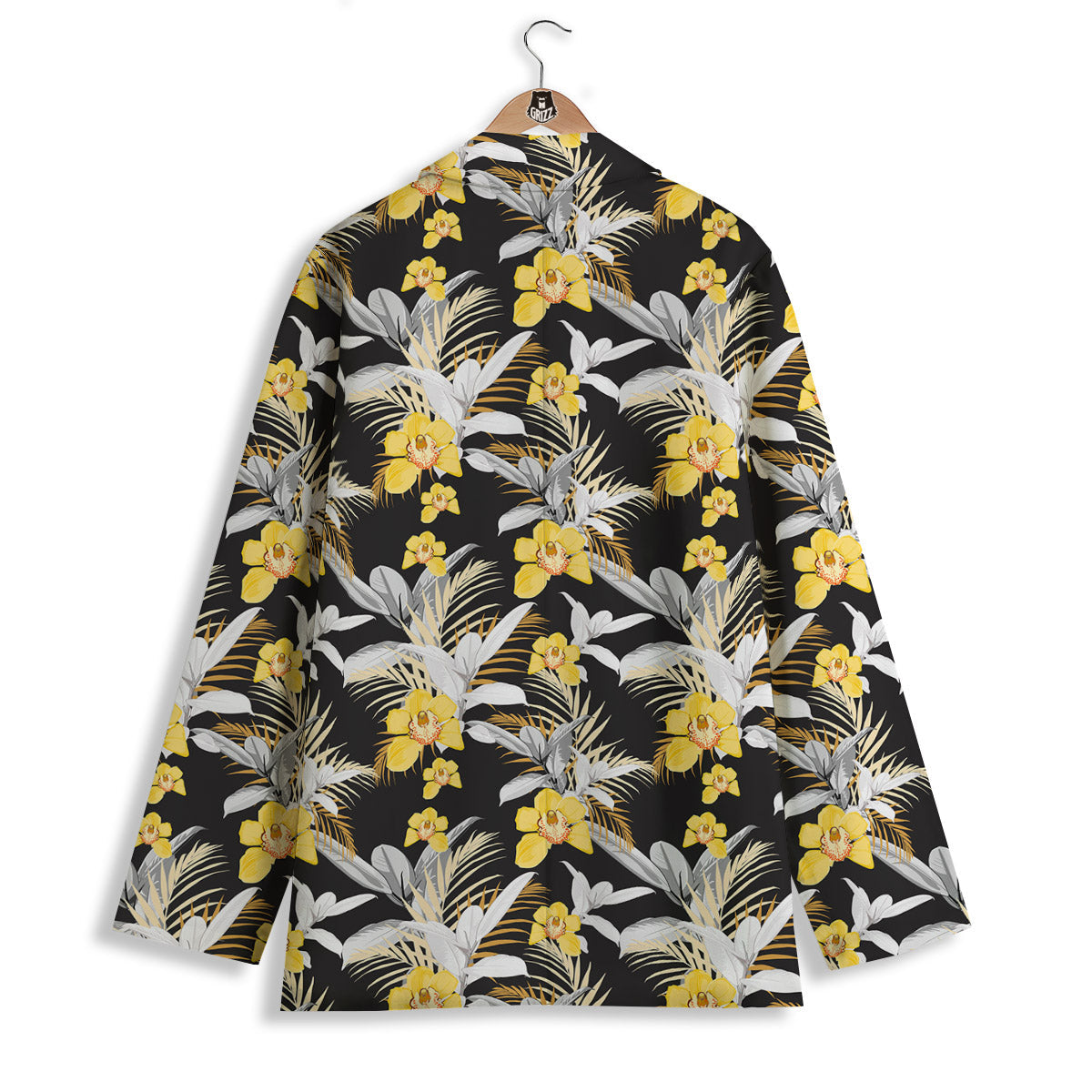 Plumeria Yellow And Black Print Pattern Women's Blazer-grizzshop