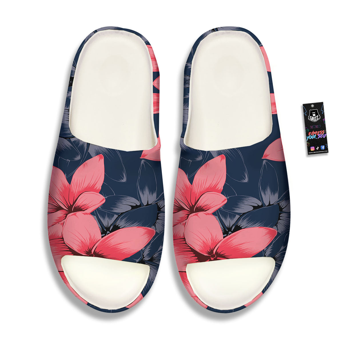 Plumeria Flower Pink Print Sandals-grizzshop