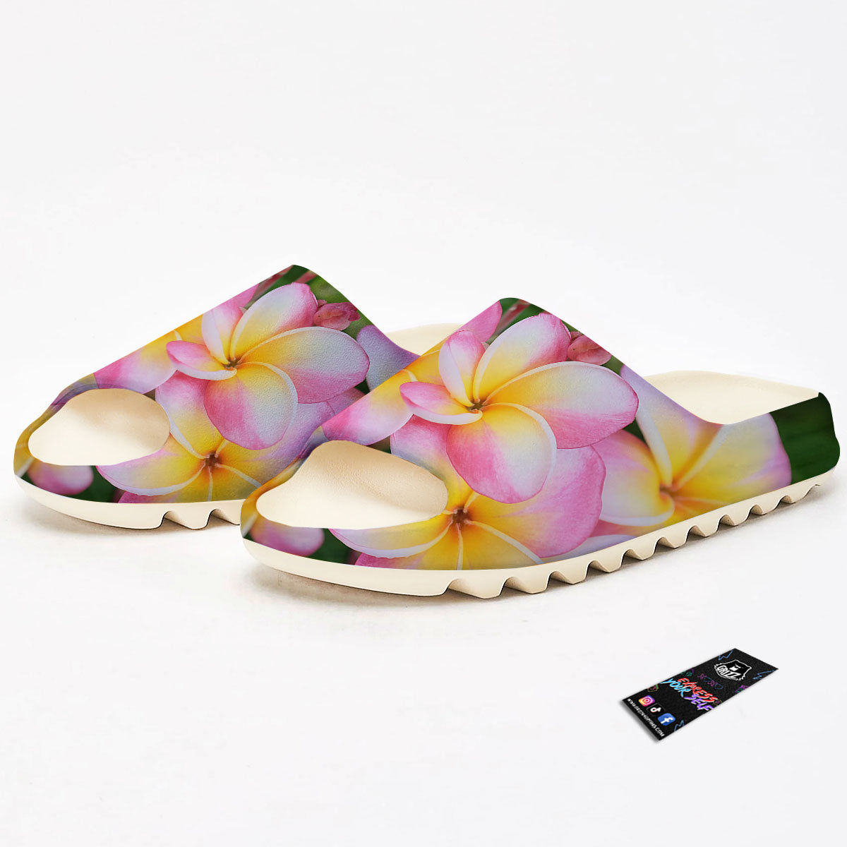 Plumeria Flower Yellow And Pink Print Sandals-grizzshop