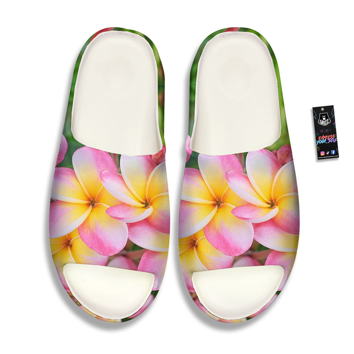 Plumeria Flower Yellow And Pink Print Sandals-grizzshop