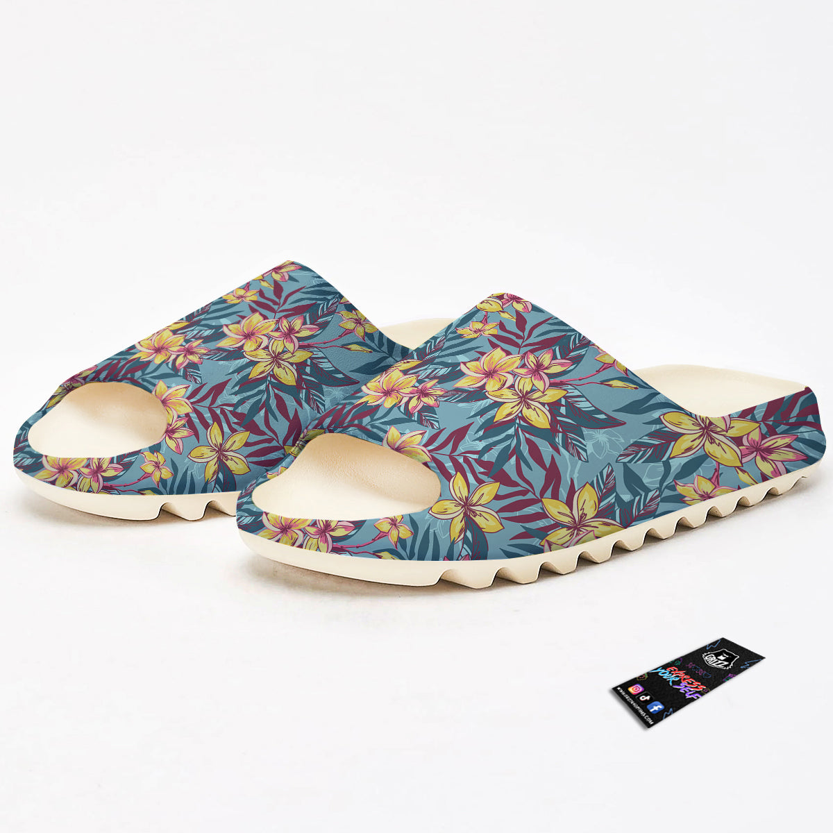 Plumeria Frangipani Tropical Print Pattern Sandals-grizzshop