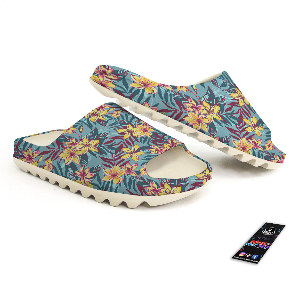 Plumeria Frangipani Tropical Print Pattern Sandals-grizzshop