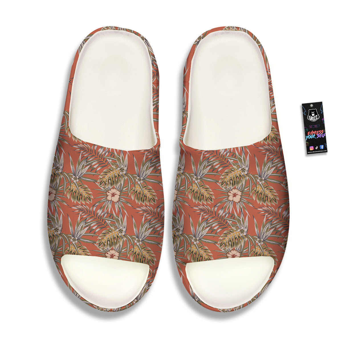 Plumeria Hibiscus Vintage Print Pattern Sandals-grizzshop