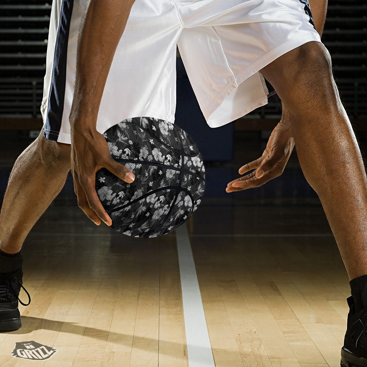 Plumeria Monochrome Print Pattern Basketball