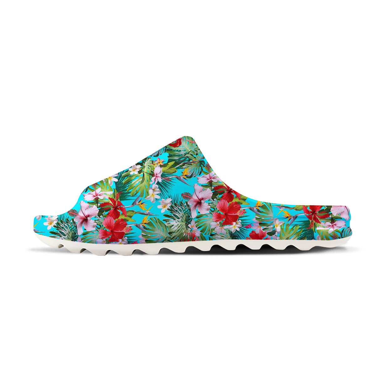 Plumeria Red Hibiscus Print Pattern Sandals-grizzshop