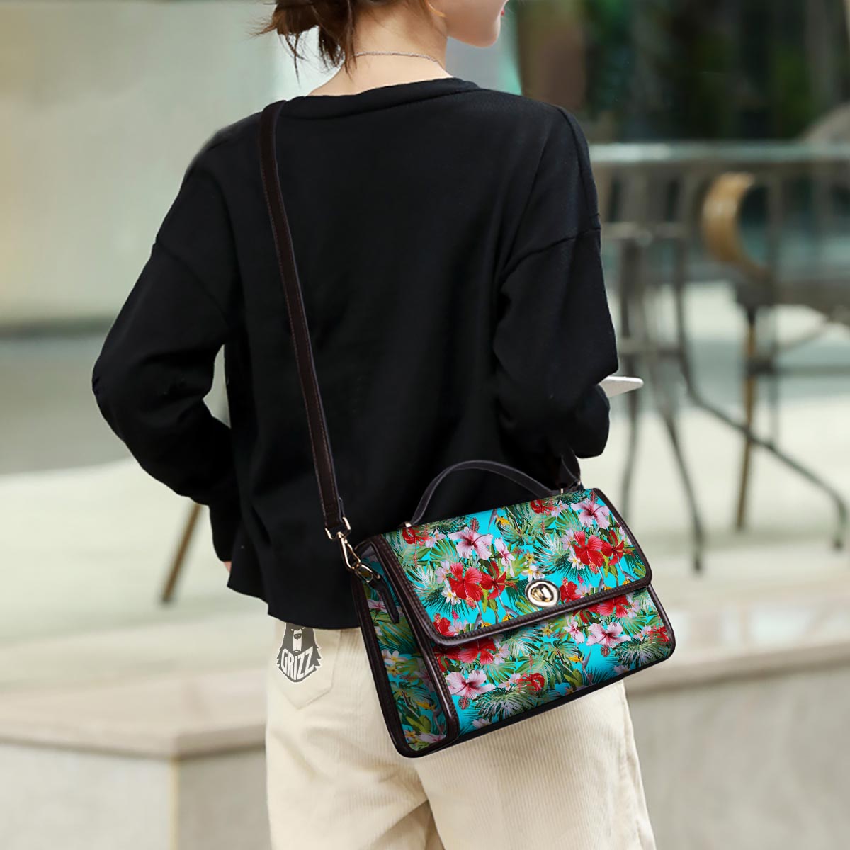 Plumeria Red Hibiscus Print Pattern Women's Satchel Bag