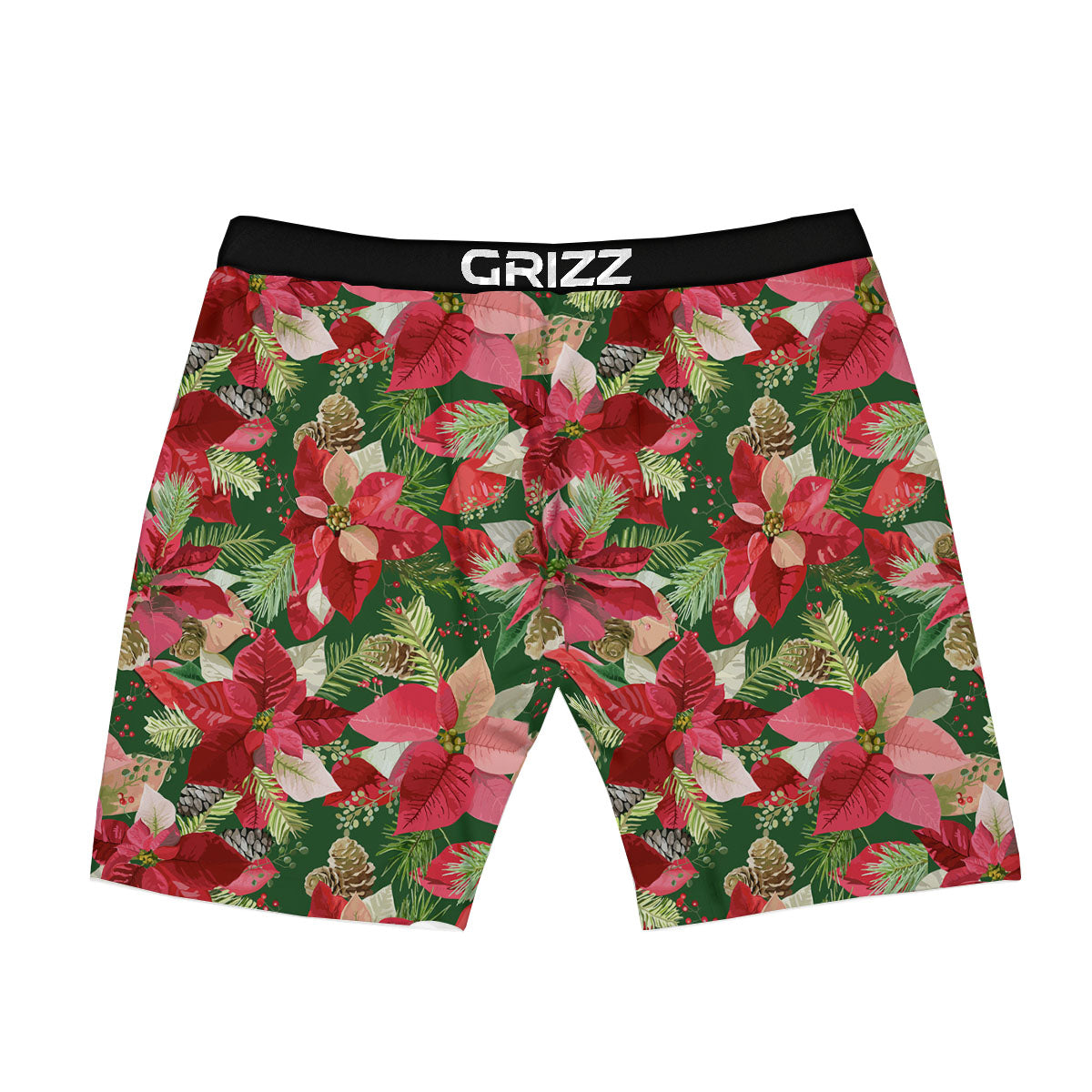 Poinsettia Christmas Vintage Print Pattern Boxer Briefs-grizzshop