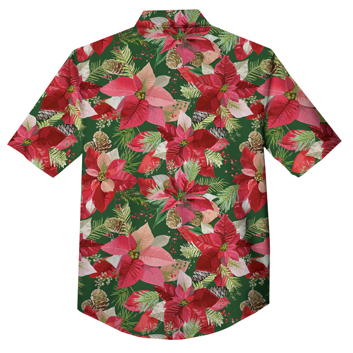 Poinsettia Christmas Vintage Print Pattern Button Up Shirt-grizzshop