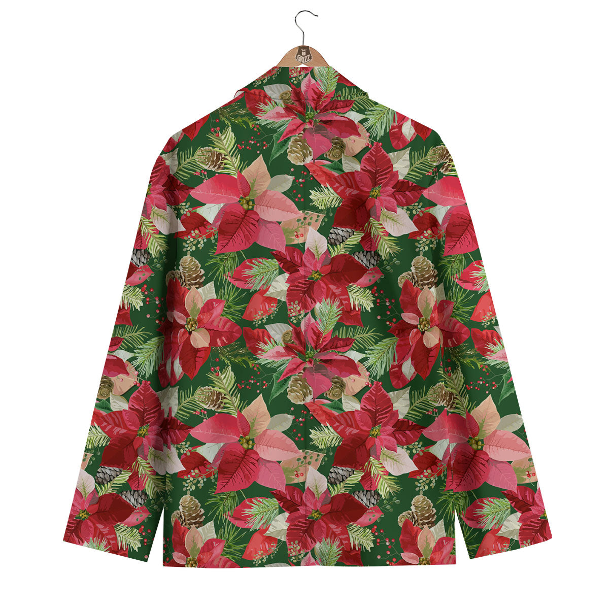 Poinsettia Christmas Vintage Print Pattern Men's Blazer-grizzshop