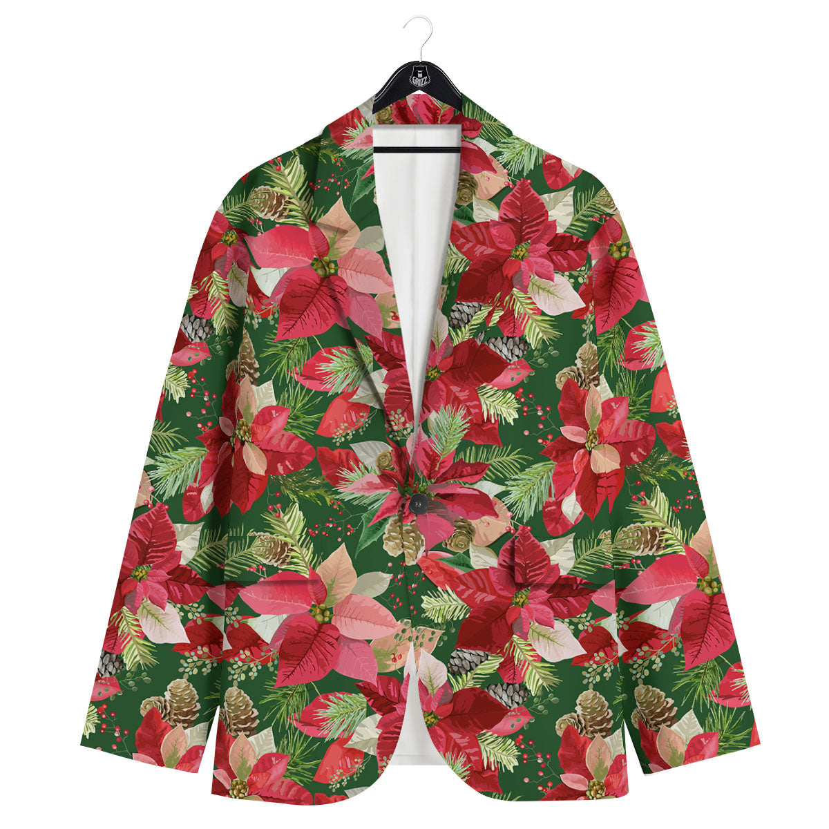 Poinsettia Christmas Vintage Print Pattern Men's Sport Coat-grizzshop
