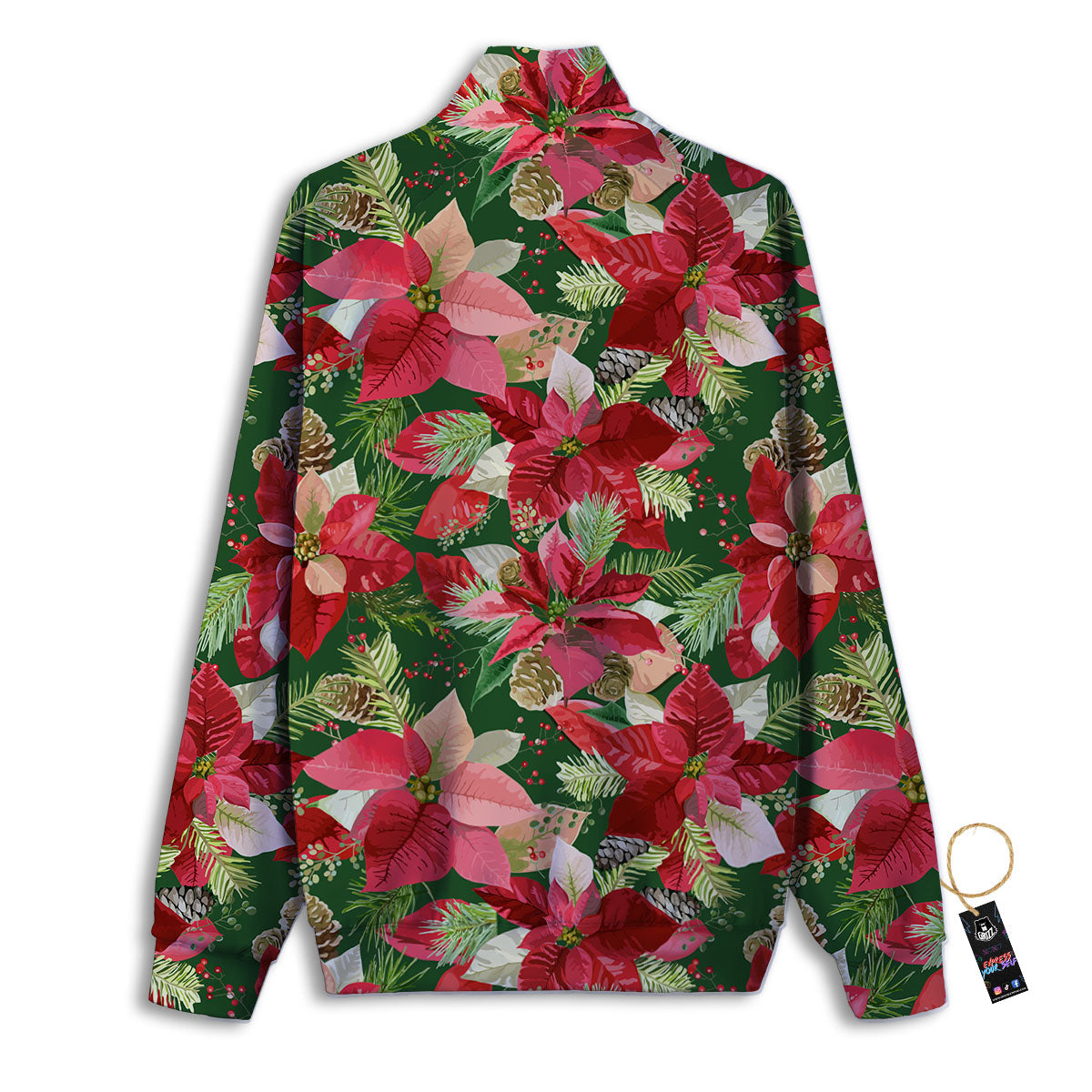 Poinsettia Christmas Vintage Print Pattern Track Jacket-grizzshop