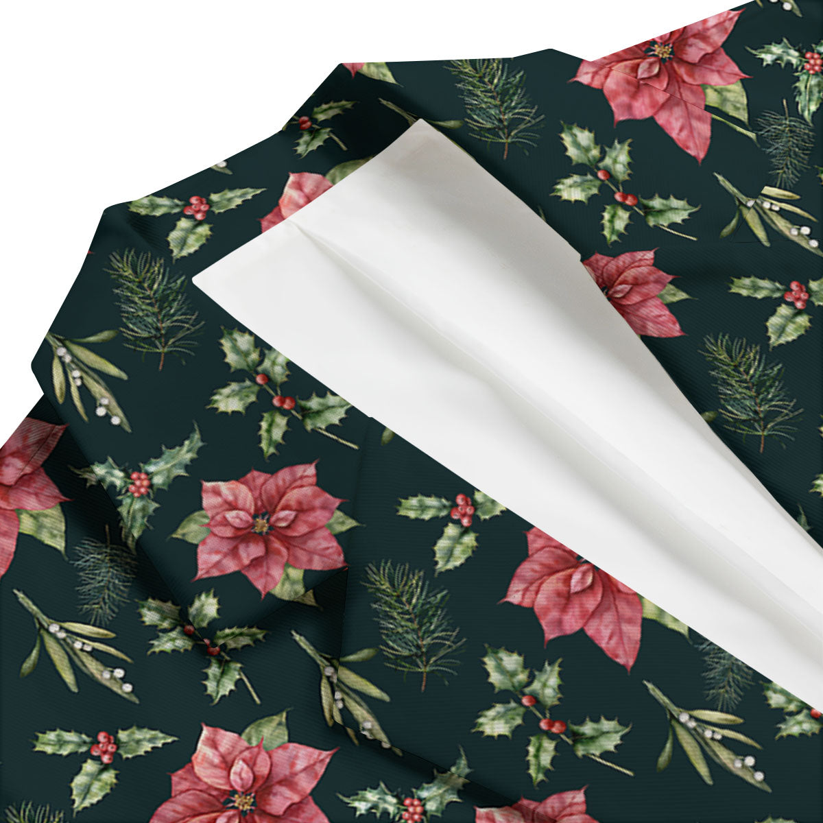 Poinsettia Christmas Watercolor Print Pattern Men's Blazer-grizzshop