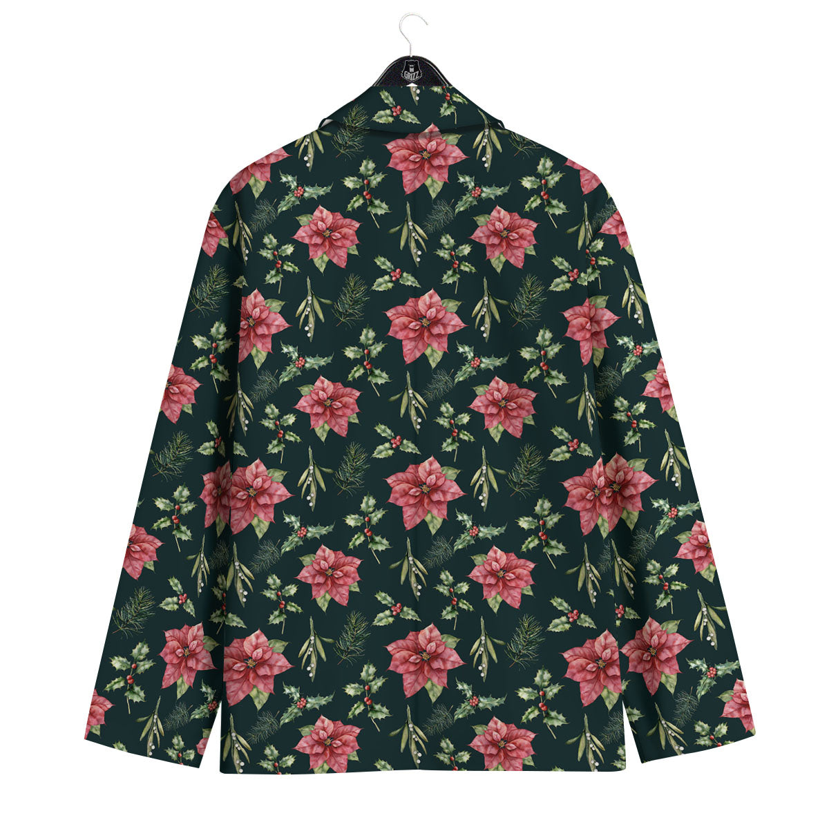 Poinsettia Christmas Watercolor Print Pattern Men's Sport Coat-grizzshop
