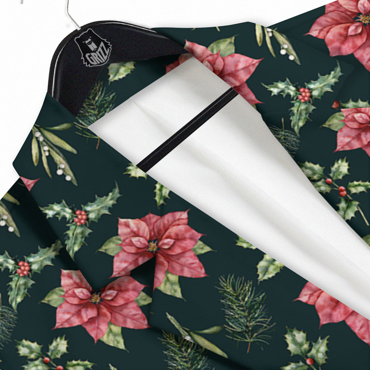 Poinsettia Christmas Watercolor Print Pattern Men's Sport Coat-grizzshop