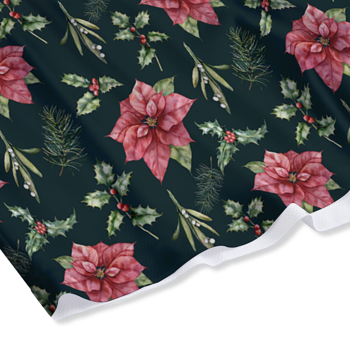 Poinsettia Christmas Watercolor Print Pattern Mesh Shorts