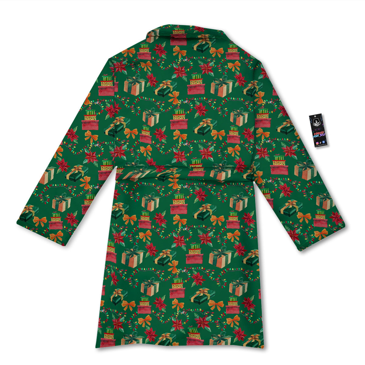 Poinsettia Cute Christmas Print Pattern Bathrobe-grizzshop