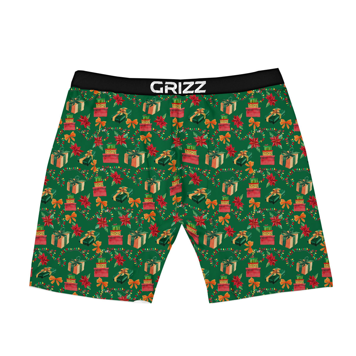 Poinsettia Cute Christmas Print Pattern Boxer Briefs-grizzshop