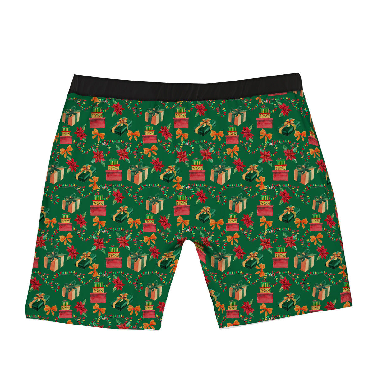 Poinsettia Cute Christmas Print Pattern Boxer Briefs-grizzshop