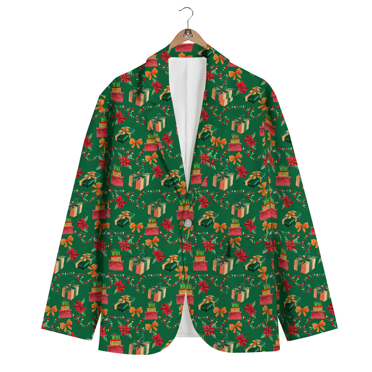 Poinsettia Cute Christmas Print Pattern Men's Blazer-grizzshop