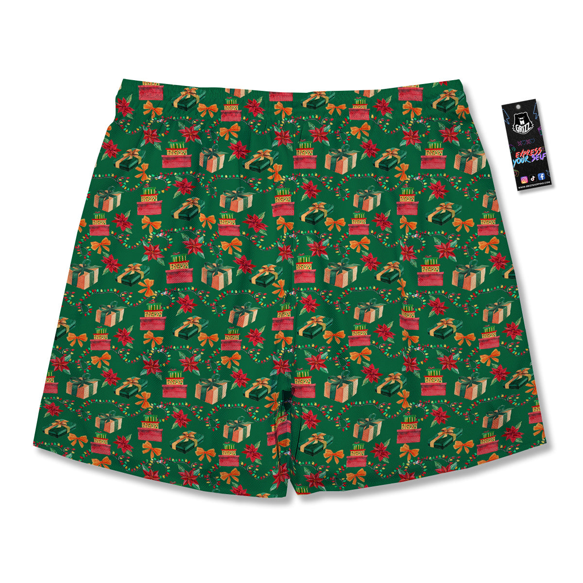 Poinsettia Cute Christmas Print Pattern Men's Running Shorts-grizzshop