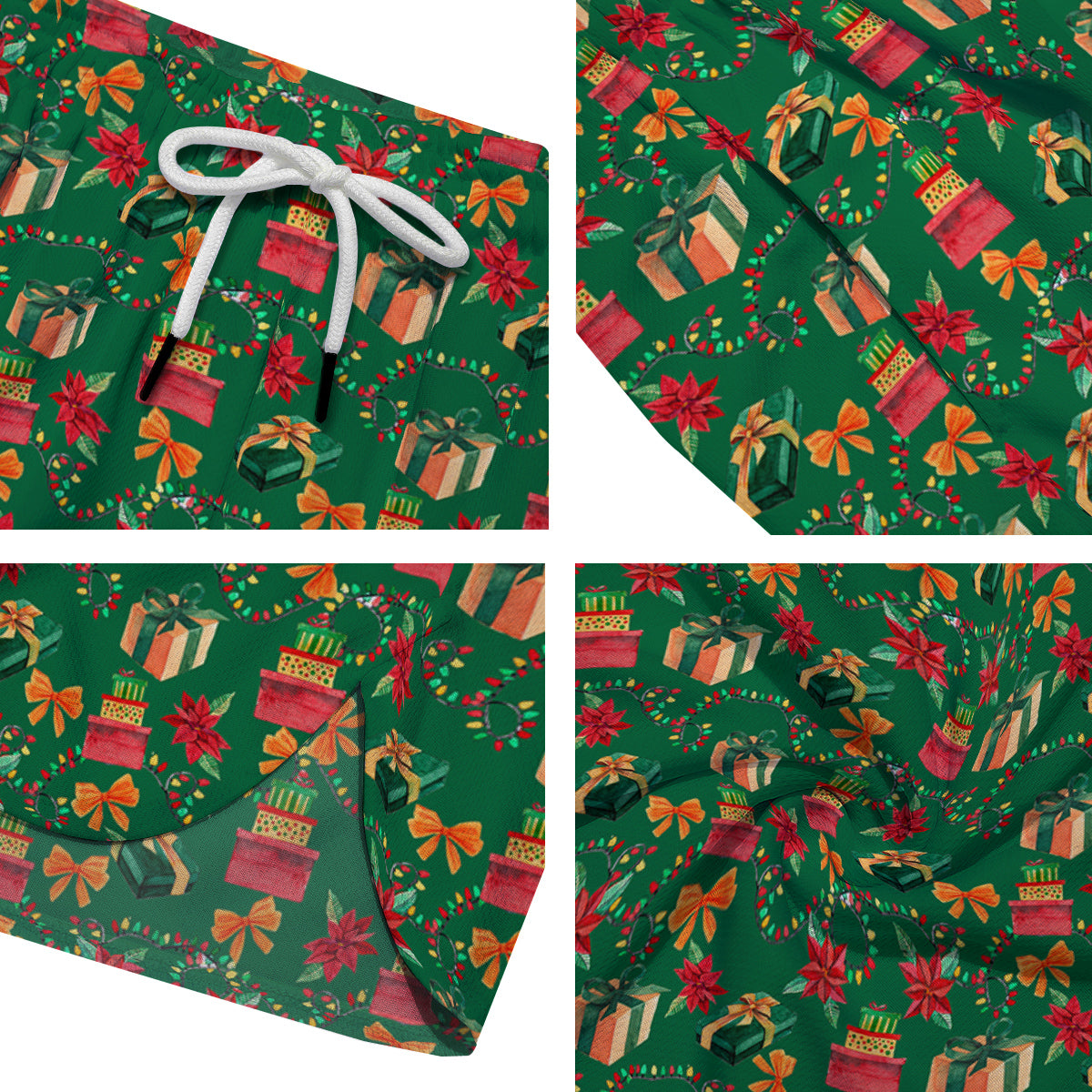 Poinsettia Cute Christmas Print Pattern Men's Running Shorts-grizzshop
